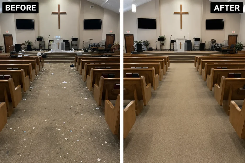 Churgh cleaning Before And After Image by Nissi