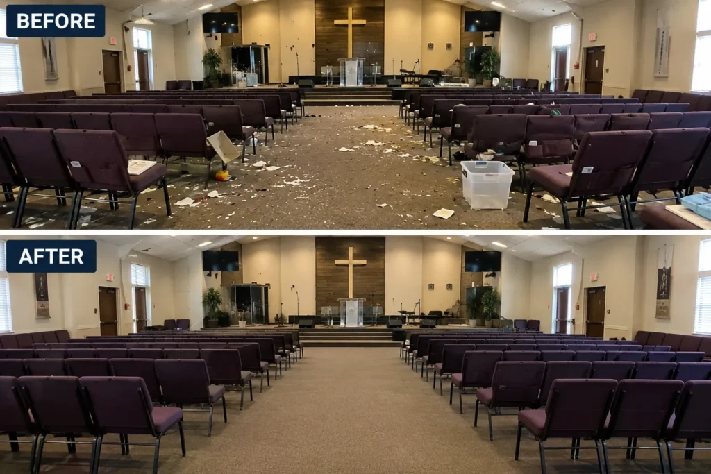 Churgh cleaning Before And After Image by Nissi