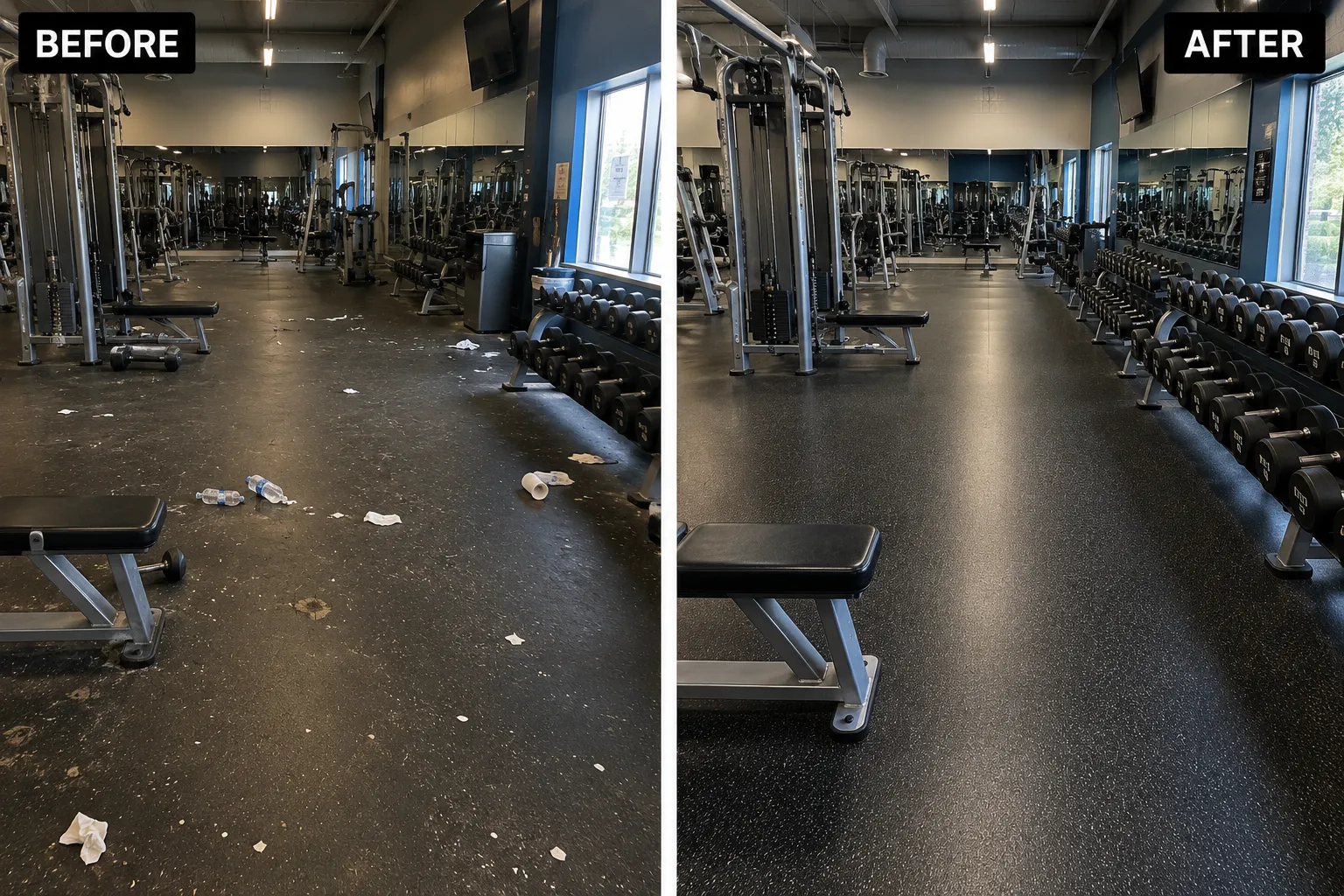 GYM Cleaning Before and After by Nissi