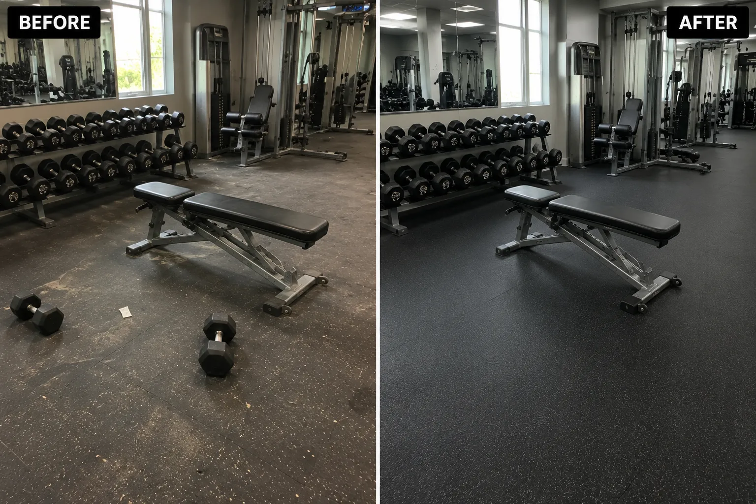 GYM Cleaning Before and After by Nissi