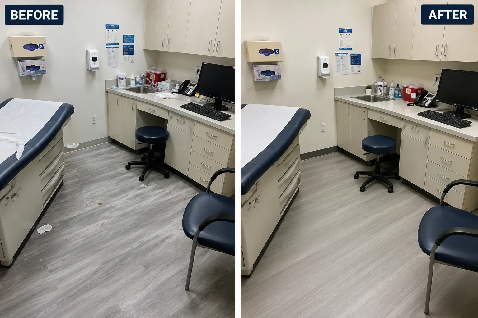 Medical clicnic cleaning before and after image by nissi