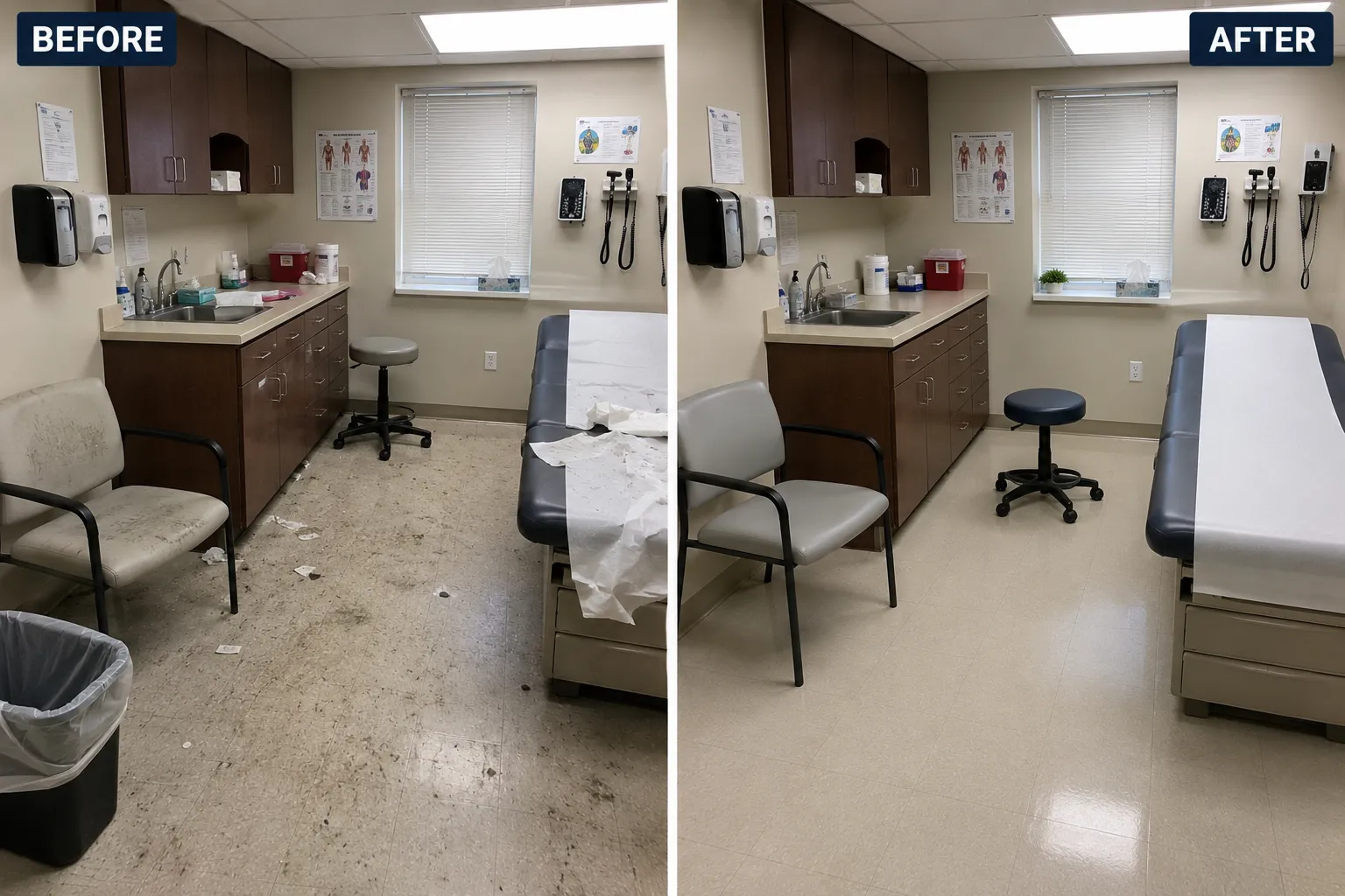 medical clinic cleaning before and after image