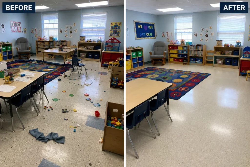 Day care cleaning Before and after Image 2